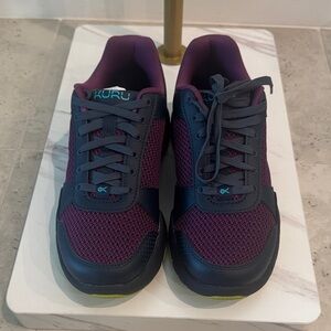 KURU Women's Sneakers in Plum and Charcoal with Teal Accent-9.5 wide